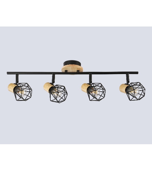 Светильник Ambrella light TR8754/4 BK/WD черный/дерево IP20 E27/4 615*115*200