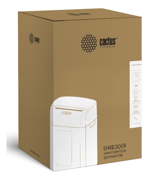 Шредер Cactus CS-SH-15-30-2X15 (секр.P-5)/фрагменты/15лист./30лтр./скобы