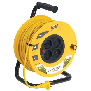 Катушка IEK WKP23-06-04-30, УК30 с т/з 4 места 2Р/30м 2х0,75 мм2 'Garden'
