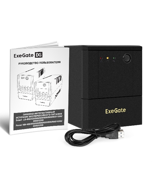 Источник бесперебойного питания ExeGate Power NB-2000.LED.AVR.8C13.USB (2000VA/1200W, LED, AVR, 8*C13, USB, батарея 12V 9Ah - 2 шт., металлический корпус, Black)