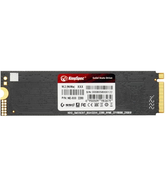 Накопитель SSD KingSpec NE-2TB, 2000Gb, PCIe 3.0 x4, M.2 2280, NVMe, R/W 2400/1900
