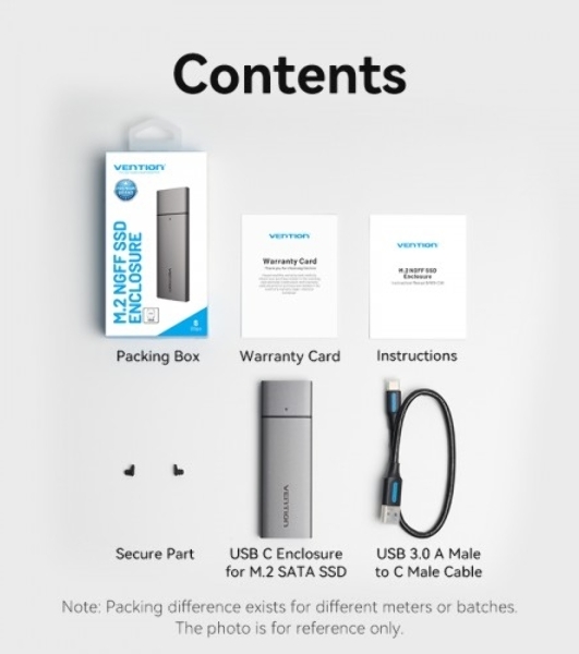 Корпус для SSD Vention USB 3.1 Gen 2-C M.2 NGFF (B-Key/B&M Key) Серый