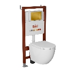 Комплект BAU 6 в 1: инсталляция BAU PRO, унитаз подвесной торнадо Bau Dream Hurricane-2, сиденье дюропласт микролифт, клавиша BAU Stil, золото, фото12
