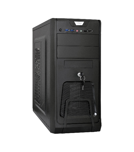 Компьютерный корпус Miditower ExeGate CP-603UB Black, ATX, (без БП), 2*USB+2*USB 3.0, Audio, замок блокировки кнопки питания