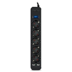 Фильтр SVEN SF-05LU 1,8 м (5 евро розеток,2хUSB(2,4А)) черный, цветная коробка Surge protector SVEN SF-05LU 1,8 м (5 евро розеток,2хUSB(2,4А)) черный, цветная коробка, фото2