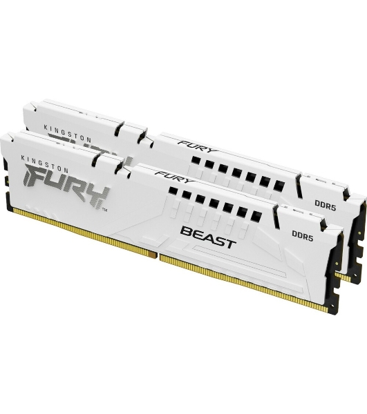 Оперативная память Kingston Fury Beast, DDR5, 32Gb (2x16Gb), 5600MHz, CL40, DIMM, с радиатором, белый