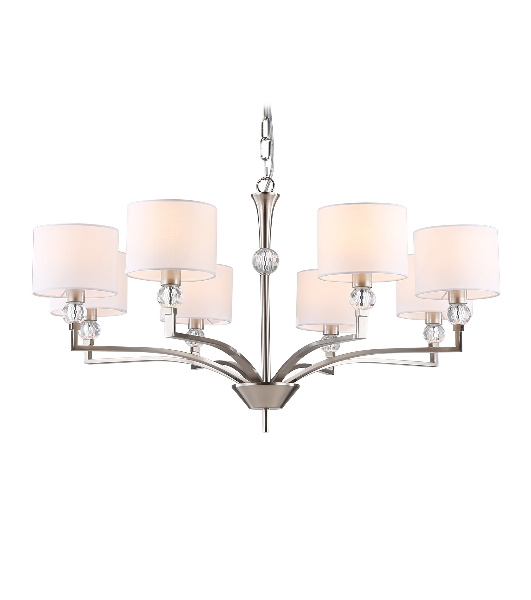 Люстра Ambrella light LH71123/8 SN/WH никель/белый E14/8 max 40W D840*880