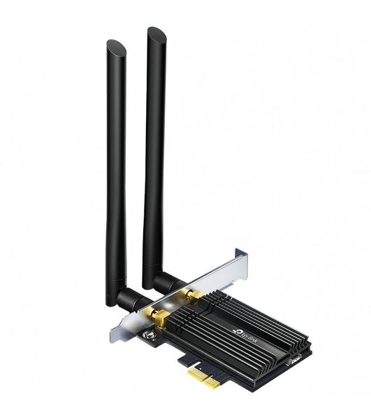 Адаптер Tp-Link ARCHER TX50E 11AX 3000Mbps dual-band PCI-E adapter, 2402Mbps at 5G and 574Mbps at 2.4G, support Bluetooth 5.0, WPA2 encryption, two external Antennas.