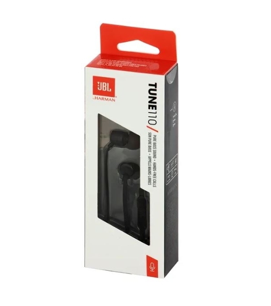 Проводные наушники JBL Tune 110 черный, внутриканальные, Jack 3.5 мм