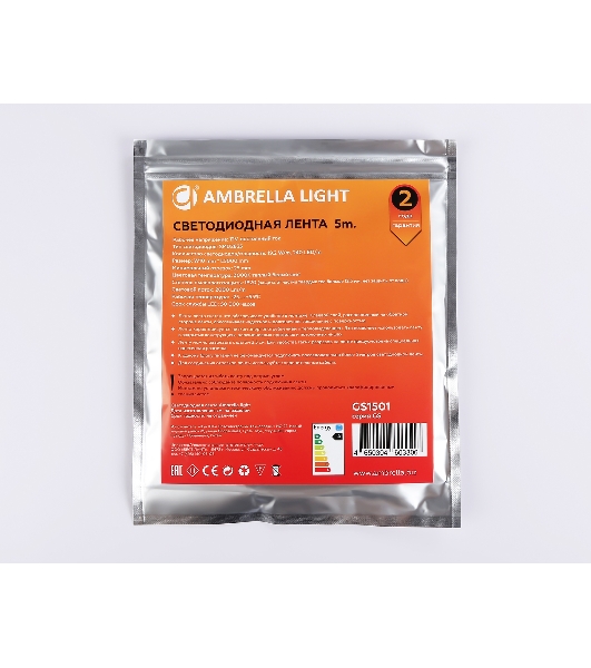 Светодиодная лента Ambrella light GS1501 2835 240Led/ 19.2W m/ 12V IP20 3000K/ 5000*10*1.2mm (2 конт.)