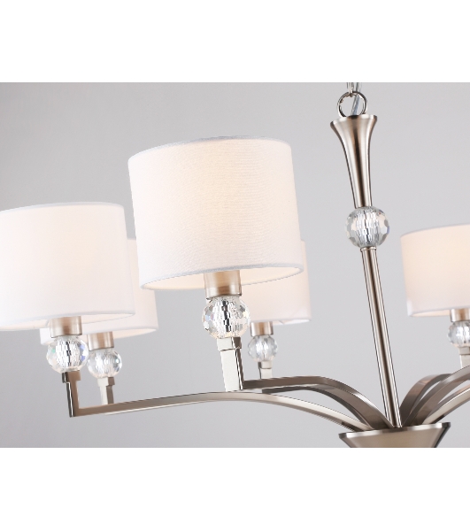 Люстра Ambrella light LH71123/8 SN/WH никель/белый E14/8 max 40W D840*880