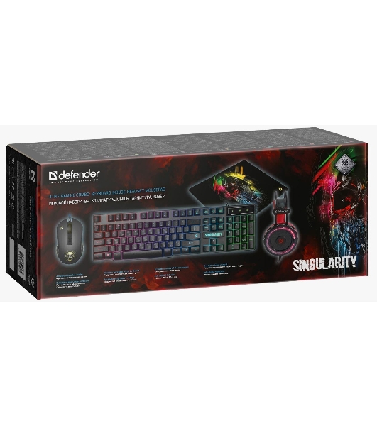 Комплект клавиатура+мышь Defender Singularity MKP-118 проводной, USB, 3200 DPI, чёрный