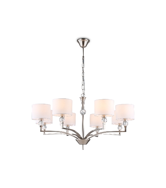 Люстра Ambrella light LH71123/8 SN/WH никель/белый E14/8 max 40W D840*880