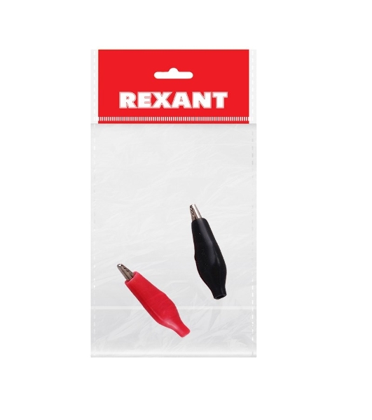 Зажим крокодил в изоляторе Rexant, длина 46 мм, ток 5A, 2 шт., пакет БОПП