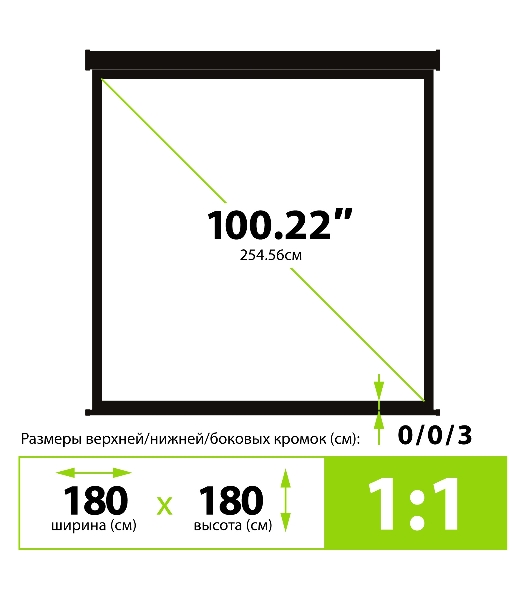 Экран Cactus 180x180см Wallscreen CS-PSW-180X180-BK 1:1 настенно-потолочный рулонный черный
