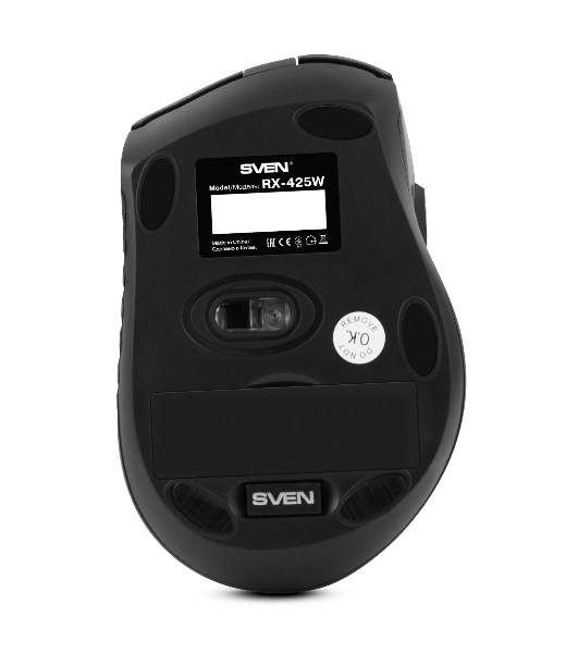 Мышь беспроводная SVEN RX-425W черный, 1600 dpi, радиоканал, USB, кнопки - 6
