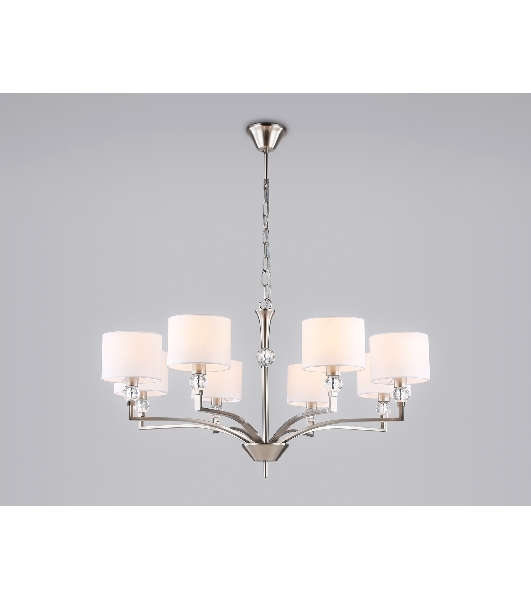 Люстра Ambrella light LH71123/8 SN/WH никель/белый E14/8 max 40W D840*880