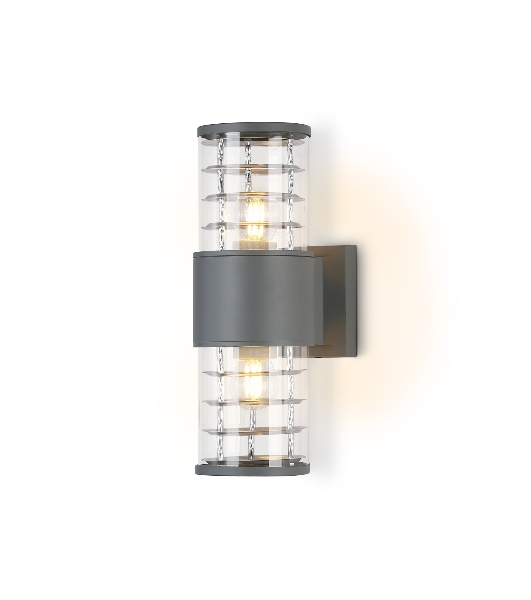 Светильник Ambrella light ST2523/2 GR/CL серый/прозрачный IP54 E27/2 max 40W 305*110*155
