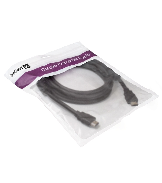 Кабель HDMI Exegate EX287724RUS EX-CC-HDMI2-3.0F (19M/19M, v2.0, 3м, 4K UHD, Ethernet, ферритовые кольца, позолоченные контакты)