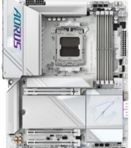 Материнская плата Gigabyte X870E AORUS PRO X3D ICE, AM5, AMD X870E, 4xDDR5, 4xSATA, 4xM.2, 1xPCIe 5.0 x16, 1xPCIe 4.0 x16, 1xPCIe 3.0 x16, 1xHDMI, 1x5Gb LAN, Wi-Fi 7, Bluetooth 5.4, 2xUSB-C 40Gbps (USB4), 2xUSB-C 10Gbps, 5xUSB-A 10Gbps, 3xUSB-A 5Gbps, 3x3.5 мм + S/PDIF оптический, 7.1, белый, ATX