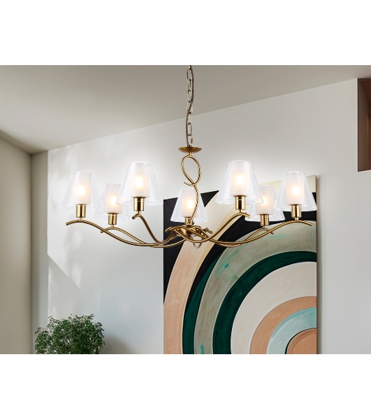 Люстра Ambrella light LH57093/7 BS/FR латунь/белый матовый E14/7 max 40W D840*790