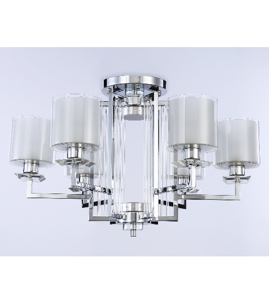 Светильник Ambrella light TR4418/6 CH/CL/FR хром/прозрачный/белый матовый E27*6 max 40W D748*463