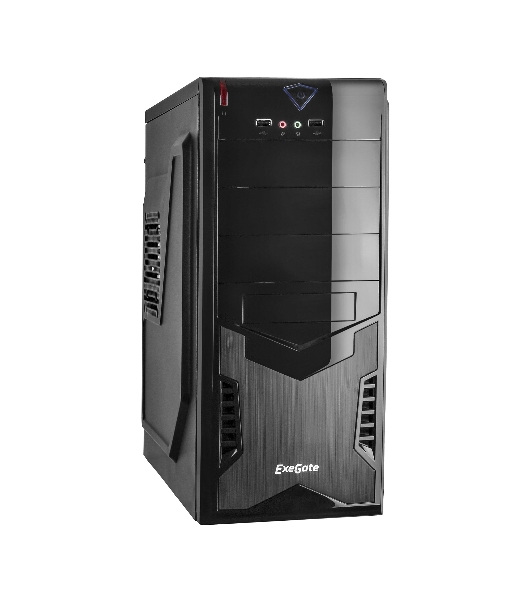 Компьютерный корпус Miditower ExeGate CP-601 Black, ATX, (без БП), 2хUSB, Audio