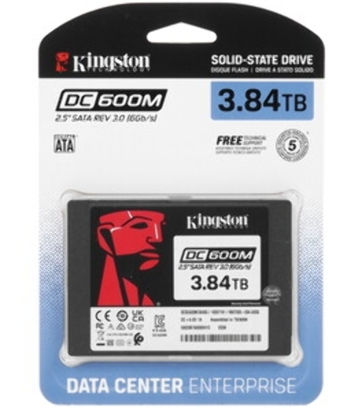 Накопитель SSD Kingston SSD DC600M, 3840Gb, SATA III, 2.5', R/W 560/530