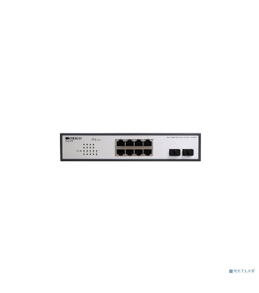 Коммутатор неуправляемый PoE ORIGO Unmanaged Switch 8x1000Base-T PoE, 2x1000Base-X SFP, PoE Budget 120W, 19' w/brackets