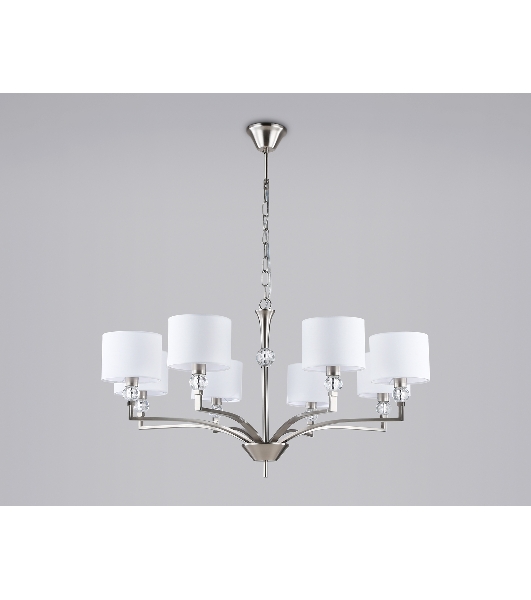 Люстра Ambrella light LH71123/8 SN/WH никель/белый E14/8 max 40W D840*880