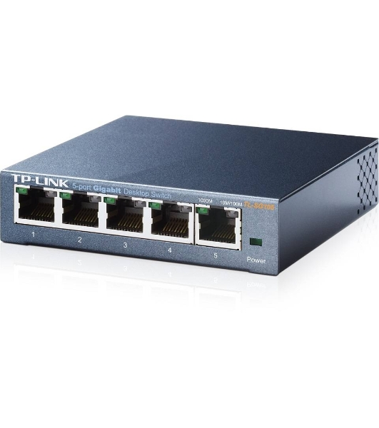 Коммутатор TP-Link SOHO TL-SG105 5-port Desktop Gigabit Switch, 5 10/100/1000M RJ45 ports, metal case