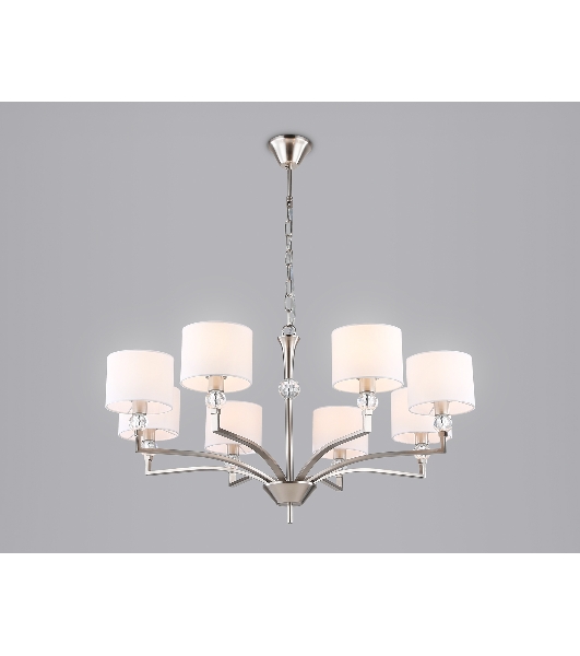 Люстра Ambrella light LH71123/8 SN/WH никель/белый E14/8 max 40W D840*880
