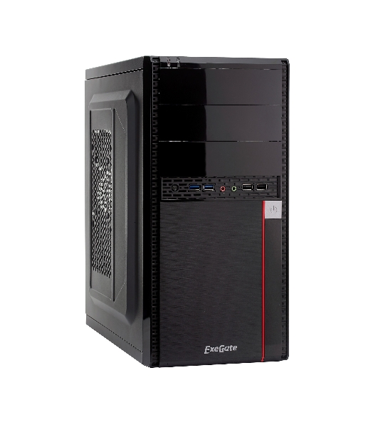 Компьютерный корпус Minitower ExeGate MA-371X Black, mATX (UN350, 120мм) 2хUSB+2хUSB 3.0, Audio