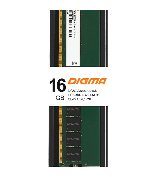 Оперативная память Digma, DDR5, 16Gb (1x16Gb), 4800MHz, CL40, DIMM