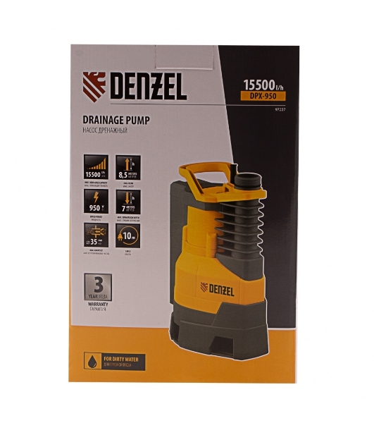Насос Denzel DPХ950 дренажный х-pro 950Вт подъем 8.5м 15500л/ч