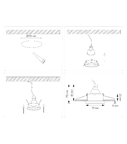 Встраиваемый точечный светильник Ambrella light TN102802 BK черный GU5.3 D71*34