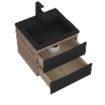 Тумба под раковину Bau Stil Loft black brushed, раковина кварцевая BAU Stil 50, черный металлик, смеситель Hotel Black, черный, фото9