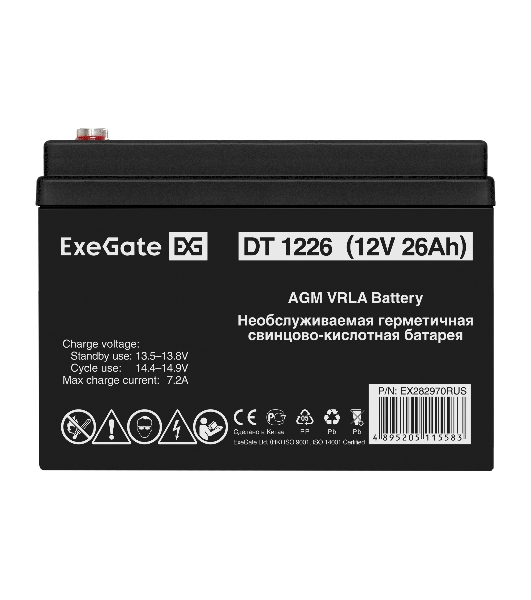 Батарея для ИБП ExeGate DT 1226 (12V 26Ah), клеммы под болт М5