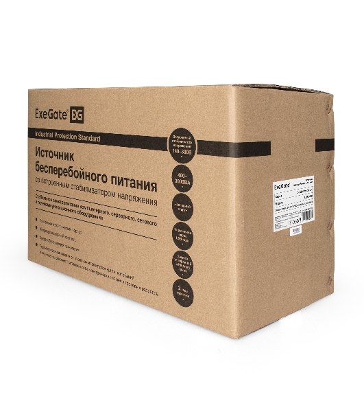 Источник бесперебойного питания ExeGate EP287660RUS SpecialPro Smart LLB-3000.LCD.AVR.EURO.RJ.USB 3000VA/1800W, LCD, AVR, 4 евророзетки, RJ45/11, USB, черный