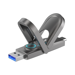 Флешка USB Netac US9 (NT03US9C-256G-32TA), 256Gb, USB 3.2 Gen2 Type-A/USB Type-C, R/W 1000/900, серебристый