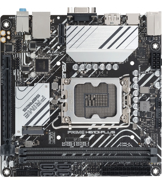 Материнская плата ASUS PRIME H610I-PLUS-CSM, LGA 1700, Intel H610, 2xDDR5, 4xSATA, 1xM.2 PCIe 3.0 x4, 1xPCIe 4.0 x16, 1xHDMI, 1xDP, 1xVGA, 2xUSB-A 3.2 Gen 1, 2xUSB-A 2.0, 1x 1Gb LAN, 3x3.5 мм, 7.1, Mini-ITX