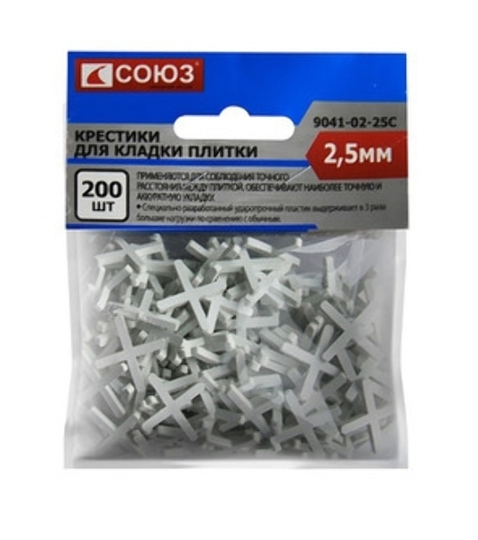 Крестики Sparta 2,5 мм, для кладки плитки, 250 шт.