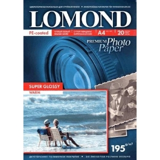 Фотобумага Lomond cуперглянцеваятепло-белая (Super Glossy Warm) микропористая, 195/A4/20л.(К)