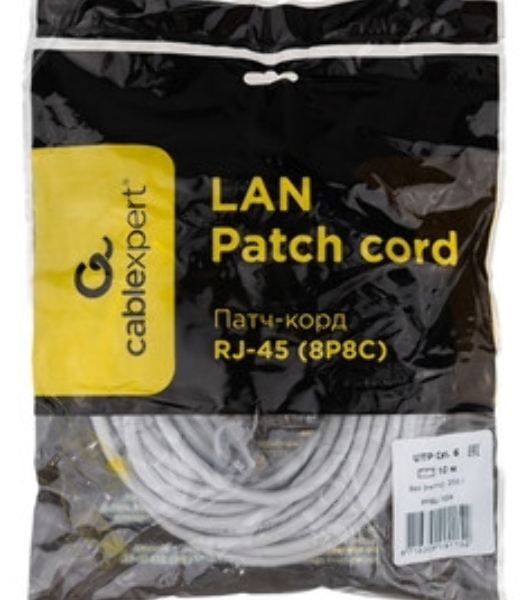 Патч-корд FTP Cablexpert cat.6, 10м, литой, многожильный, желтый