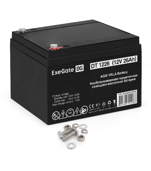 Батарея для ИБП ExeGate DT 1226 (12V 26Ah), клеммы под болт М5