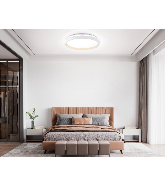 Светодиодный светильник RGB Ambrella light FZ607 WH/GD белый/золото IP20 66W 3000K-6500K+RGB D490*85 (ПДУ ИК)