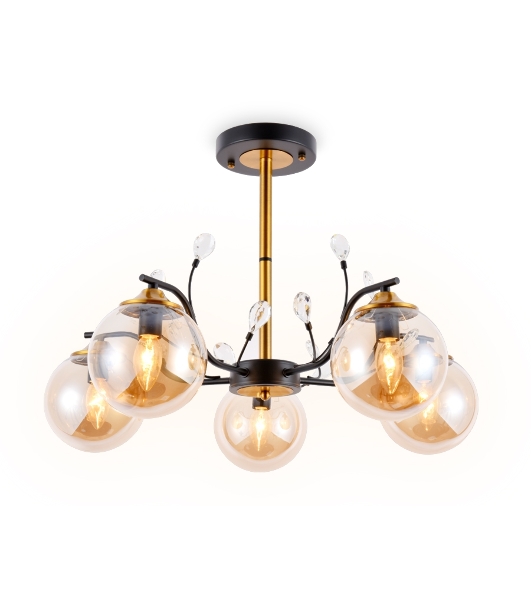 Светильник Ambrella light TR9072/5 BK/TI черный/янтарь E14 max 40W D620*420