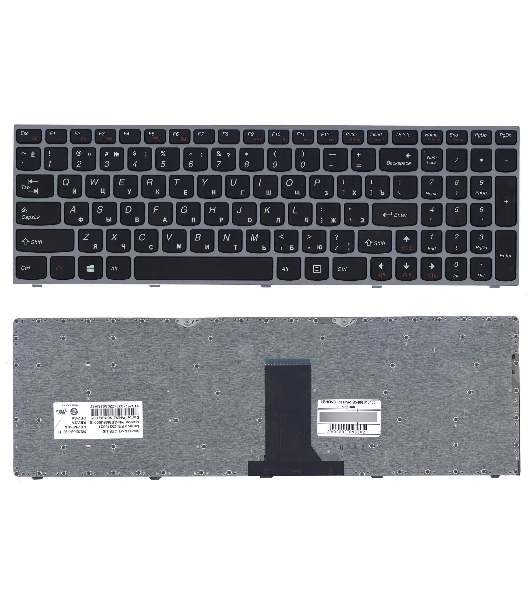 Клавиатура для ноутбука Lenovo IdeaPad B5400 M5400 черная с серебристой рамкой