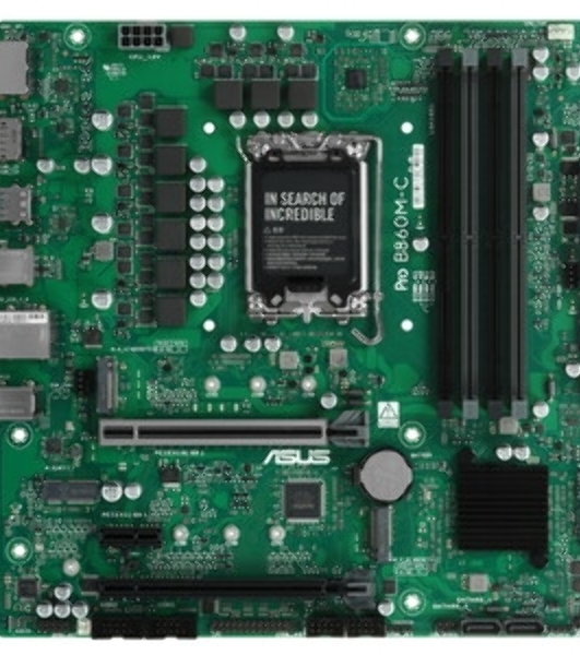 Материнская плата ASUS PRO B860M-C-CSM, LGA 1851, Intel B860, 4xDDR5, 4xSATA, 2xM.2, 1xPCIe 5.0 x16, 1xPCIe 4.0 x16, 1xPCIe 3.0 x1, 1xHDMI, 2xDP, 1x1Gb LAN, 1xUSB-C 10Gbps, 1xUSB-A 10Gbps, 2xUSB-A 2.0, 3x3.5 мм, 7.1, mATX