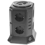 Сетевой фильтр Qumo Power Tower Pro 8SP4U (P-0002), 8 розеток, 2200 Вт, 10A, кабель 2 м 3*1 мм чистая медь, пожаробезопасный пластик, евровилка, 4 USB порта 4.5A суммарно, фото7